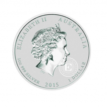 1 oz (31.10 g) sidabrinė moneta Lunar II - Ožio metai, Australija 2015