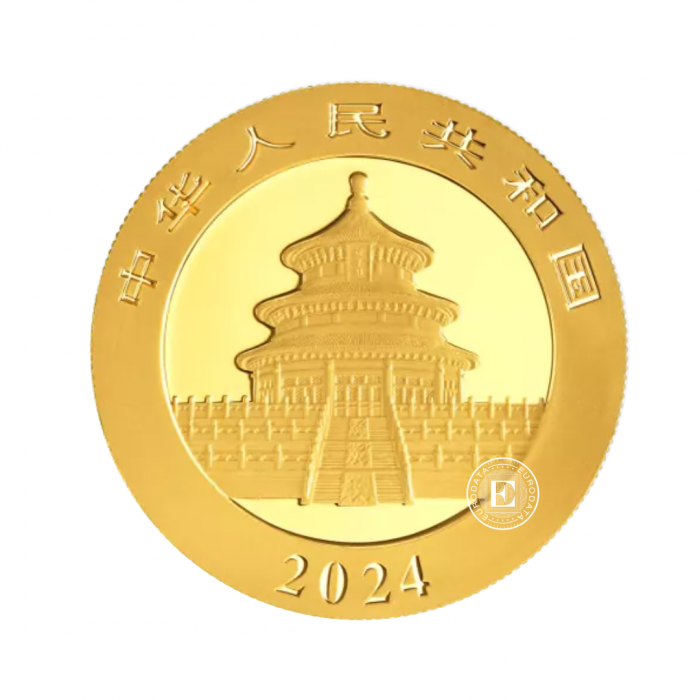 8 g auksinė moneta Panda, Kinija 2024