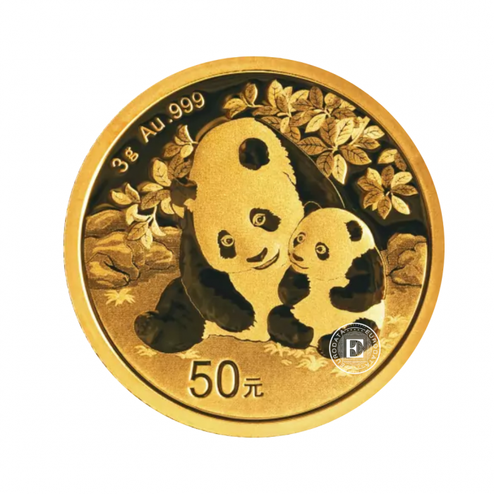3 g auksinė moneta Panda, Kinija 2024