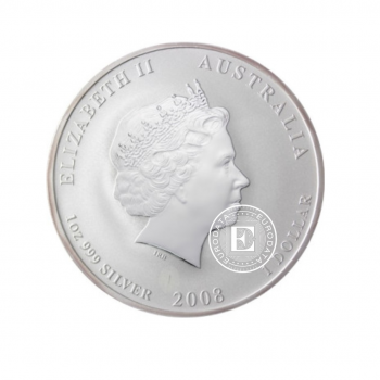 1 oz (31.10 g) sidabrinė moneta Lunar II - Pėlės metai, Australija 2008