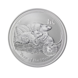 1 oz (31.10 g) srebrna moneta Lunar II - Year of the Mouse, Australia 2008