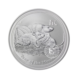 1 oz (31.10 g) sidabrinė moneta Lunar II - Pėlės metai, Australija 2008