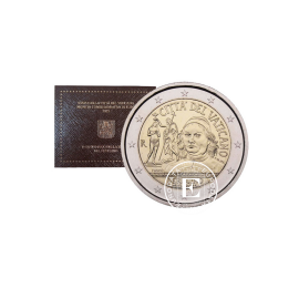 2 Eur coin on card The 5th Centenary of the death of Pietro Perugino, Vatican 2023