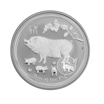 1 oz (31.10 g) sidabrinė moneta Lunar II - Kiaulės metai, Australija 2019