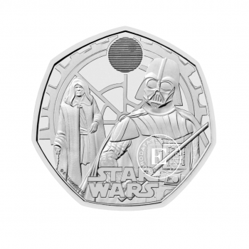 0.50 svarų (8 g) moneta kortelėje Star Wars - Darthas Vaderis ir imperatorius Palpatine, Didžioji Britanija 2023