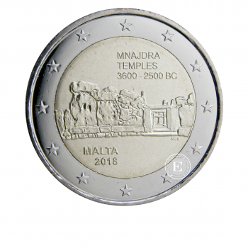 2 Eur Münze auf der Karte Mnajdra Tempel, Malta 2018