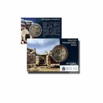 2 Eur moneta na karcie Świątynia Mnajdra, Malta 2018