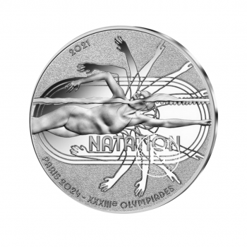 10 Eur (22.20 g) srebrna PROOF moneta Olympic Games -  Swimming, Francja 2021 (z certyfikatem)