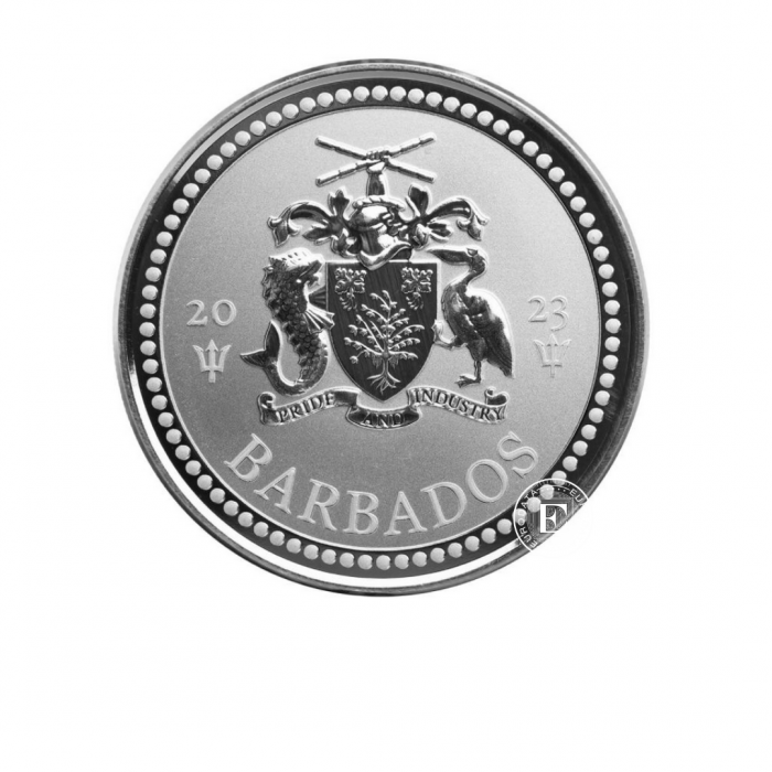 1 oz (31.10 g) sidabrinė moneta Trišakis, Barbadosas 2023