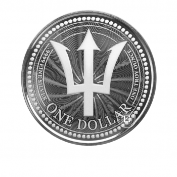 1 oz (31.10 g) srebrna moneta Trident, Barbados 2023