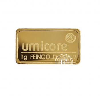 1 g Anlagegoldbarren, Umicore 999.9