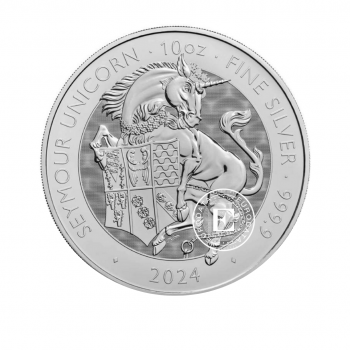 10 oz (311 g) sidabrinė moneta Tudor Beasts - Seymour Unicorn, Didžioji Britanija 2024
