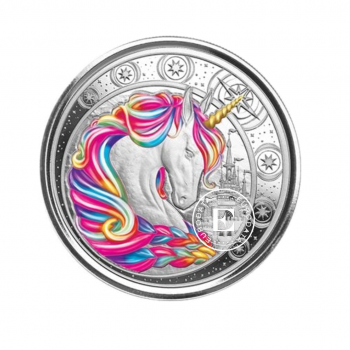 1oz (31.10 g) pièce d'argent colorée sur la carte Unicorn, République du Ghana 2023