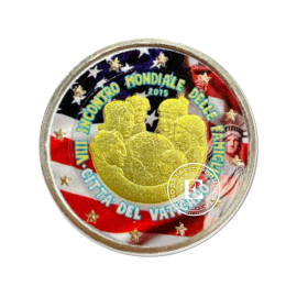 2 Eur coin colored 7th World Meeting of Families (USA flag), Vatican 2015