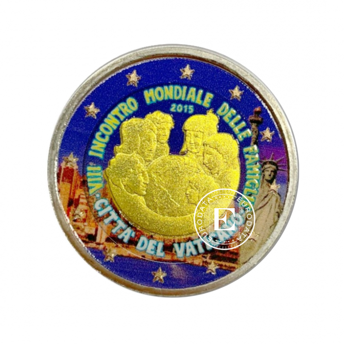 2 Eur coin colored 7th World Meeting of Families (USA motive), Vatican 2015