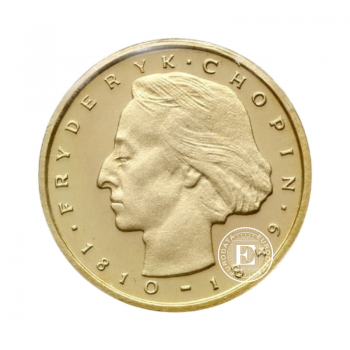 2000 zloty (7.20 g) gold coin Chopin, Poland 1977