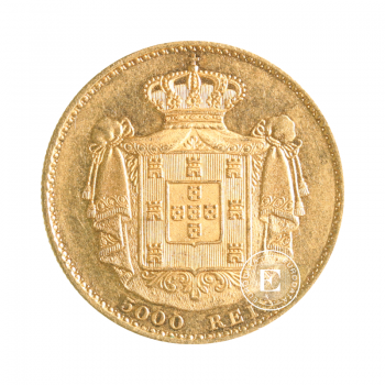 5000 reis (8.12 g) gold coin Ludwig I, Portugal 1868