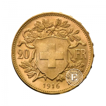 20 frankų (6.45 g) auksinė moneta Helvetia, Šveicarija 1897-1949