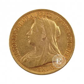1 pound (7.98 g) gold Sovereign Victoria Veil, United Kingdom Mix year