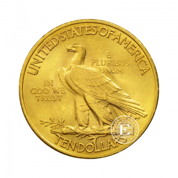 10 dolerių (15.05 g) auksinė moneta Indėnas, JAV 1907-1933