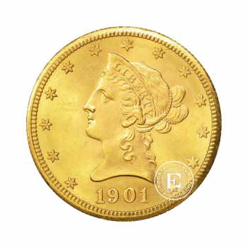 10 dollars (15.05 g) gold coin Eagle - Liberty Head, USA 1838-1907