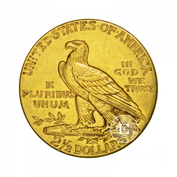 2.5 dolerių (3.76 g) auksinė moneta Indėnas, JAV 1908-1929