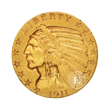 5 dollar (7.52 g) gold coin Indian, USA 1908-1929