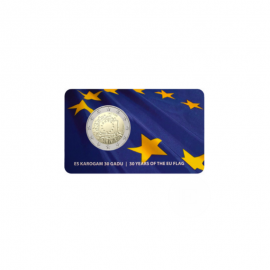 2 Eur coin on coincard 30th anniversary of the EU flag, Latvia 2015