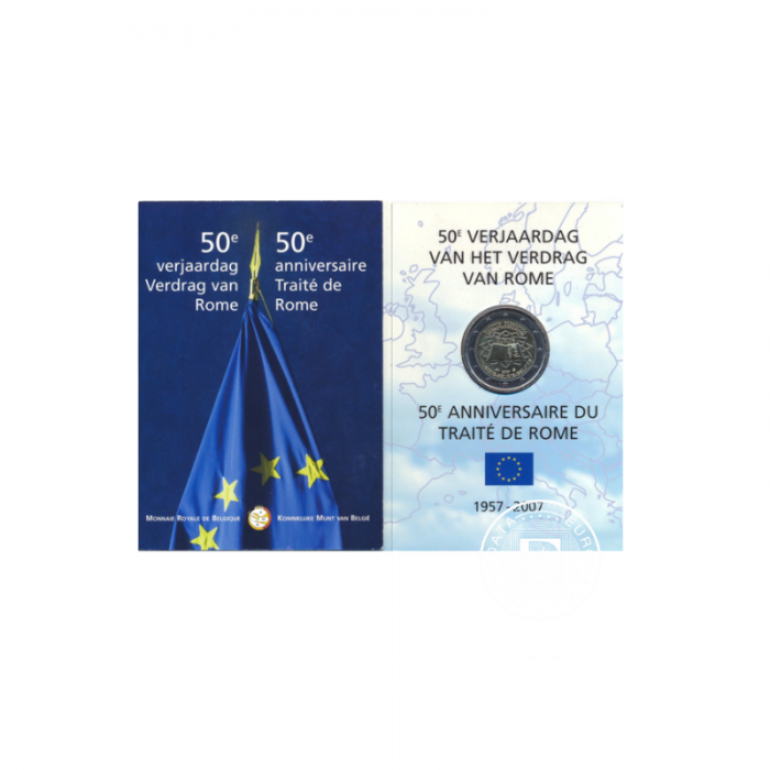 2 Euro pièce sur carte 50 ans Traité de Rome, Belgique 2007