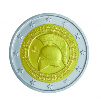 2 Eur moneta kortelėje Termopilų mūšis, Graikija 2020
