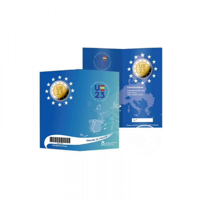2 Eur PROOF  moneta kortelėje ES Taryba, Ispanija 2023 