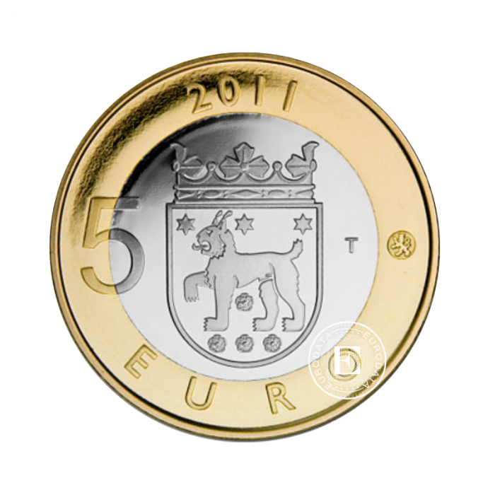 5 Eur PROOF moneta Istorinės provincijos Tavastija, Suomija 2011