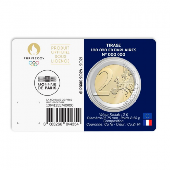 2 Eur 1/5 moneta Olimpinės žaidynės Paryžiuje 2024, Prancūzija 2021