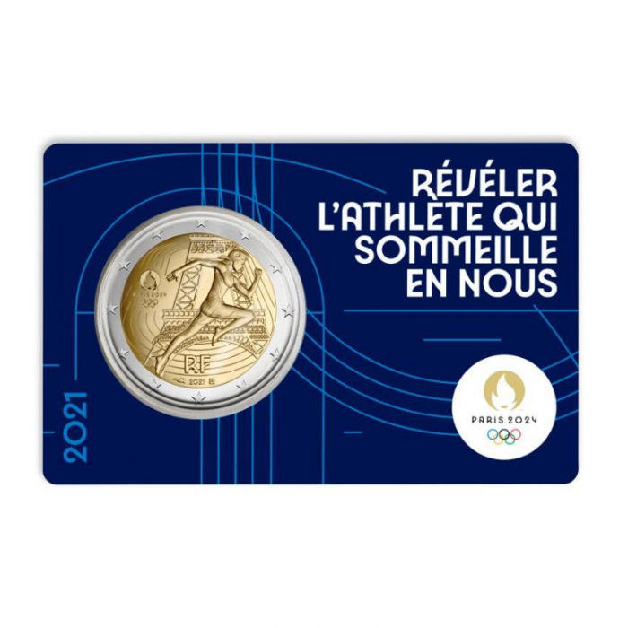 2 Eur 1/5 moneta Olimpinės žaidynės Paryžiuje 2024, Prancūzija 2021