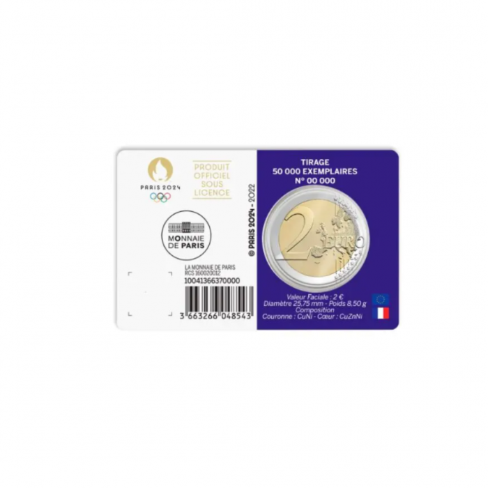 2 Eur commemorative coin Olympic Games Paris 2024 4/5, France 2022