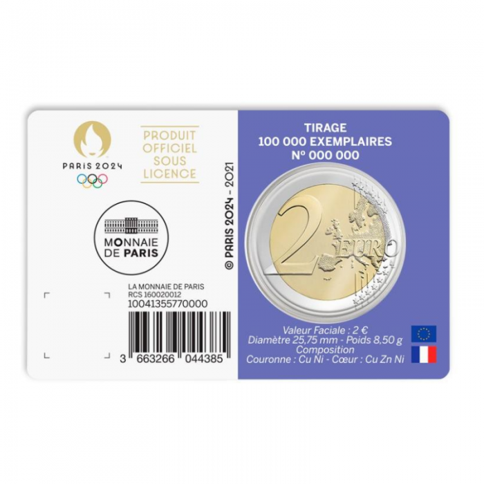 2 Eur commemorative coin Olympic Games Paris 2024 4/5, France 2021