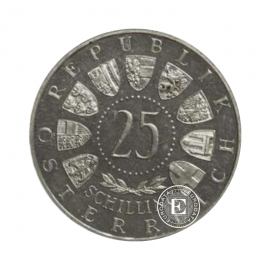 25 szylingów srebrna moneta, Austria losowy rok