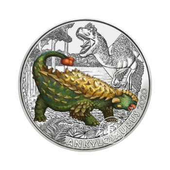 3 eurų spalvota moneta Ankylosaurus Magniventris, Austrija 2020