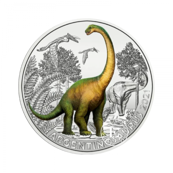 3 Eur farbige münze Argentinosaurus Huinculensis, Austria 2021