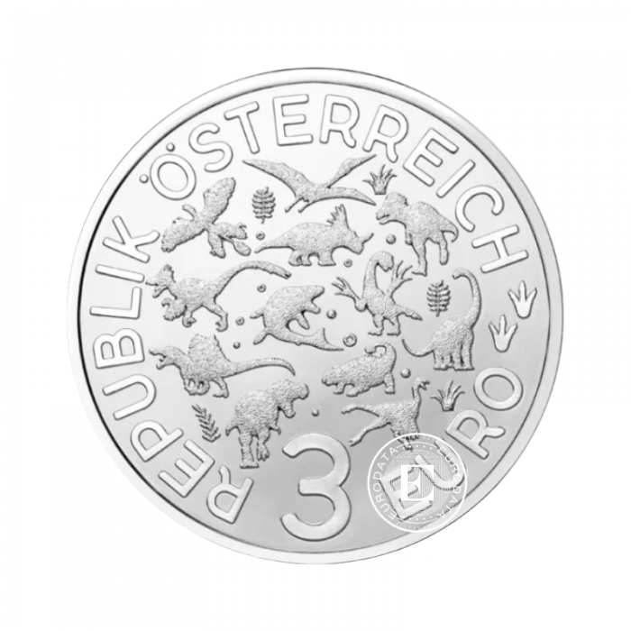 3 Eur farbige münze Argentinosaurus Huinculensis, Austria 2021