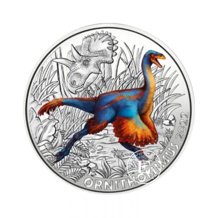 3 Eur pièce de monnaie colorée Ornithomimus Velox, Austria 2022