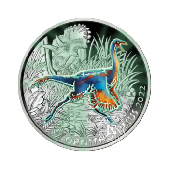 3 eurų spalvota moneta Ornithomimus Velox, Austrija 2022