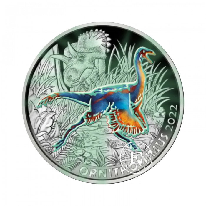 3 Eur colored coin Ornithomimus Velox, Austria 2022