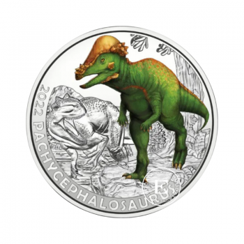 3 eurų spalvota moneta Pachycephalosaurus Wyomingensis, Austrija 2022