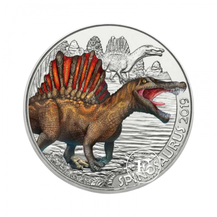 3 eurų spalvota moneta Spinosaurus Aegyptiacus, Austrija 2019