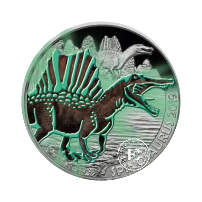 3 eurų spalvota moneta Spinosaurus Aegyptiacus, Austrija 2019