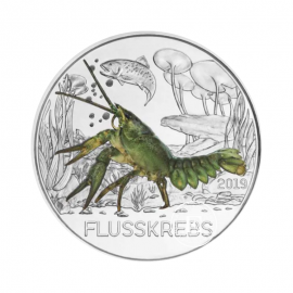 3 Eur pièce de monnaie colorée The Crayfish, Austria 2019
