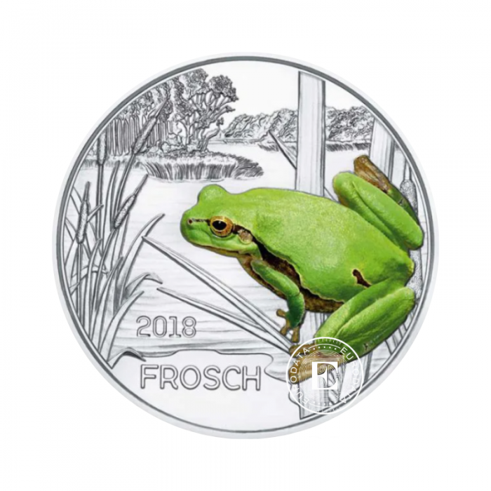 3 Eur pièce de monnaie colorée The Frog, Austria 2018