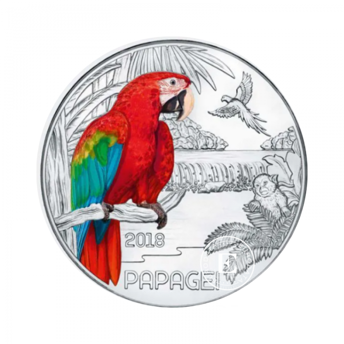 3 Eur kolorowa moneta The Parrot, Austria 2018