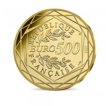 500 eurų auksinė moneta Trys burtininkai, Harry Potter Prancūzija 2021